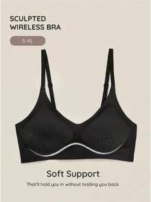 Bralution Leisure Women's Seamless Solid Color Simple Bra - Black - View 1