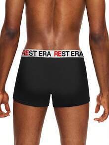 EasyFave 3pcs/Pack Men's Letter Print Casual Everyday Boxer Briefs Men Boxers Cotton Rest Era Underwear - Multicolor - View 2