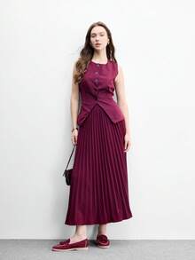 CUCCOO BIZCHIC 女款扣飾簡約大方時尚百搭休閒通勤平底鞋 - 酒紅色. - 查看 9