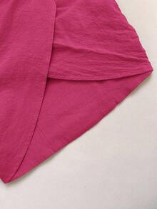 Travachic Women's Solid Color Halter Neck Backless Pleated Top Summer - Rose Red - View 3