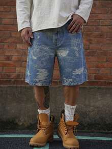DAZY Men's Solid Blue Denim Shorts, Summer - Blue - View 6
