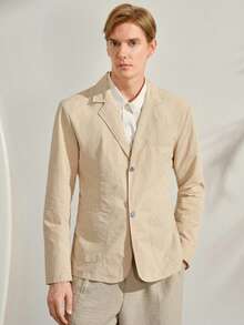 VeloEdit Khaki Men's Slim Fit Casual Blazer, Suitable For Daily Commute And Office Wear/Mens Stylish Single Button Jacket Lightweight Suit Coat Summer/Mens - Khaki - View 5
