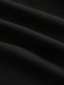 SHEIN MOD 大码黑色蕾丝拼布高腰阔腿裤 - 黑色 - 查看 4