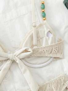 Swim Chiccia 26SS 春夏度假海灘紋理面料綠色鋼圈托高比基尼泳衣兩件套 - 粉色 - 查看 6