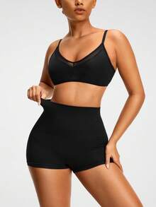 SHAPORA Shorts tipo pantalón para moldeamiento del Body de color liso y sencillo para damas, pantys - Negro - Ver 7