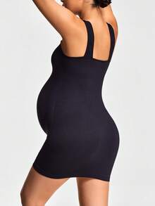 SHAPORA Seamless Maternity Mid Thigh Bodysuit Pregnancy Shapewear Body Shaper Butt Lifter With Adjustable Straps-Accommodate Growing Tummy&Waist - Black - View 7