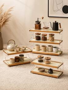 Haus Hana 1PC Multi-Functional Stackable Desktop Organizer - Durable Acrylic Construction, Space-Saving 2/3-Tier Storage Shelf, Easy Assembly Clutter Solution, Versatile Cup Rack Spice Holder, Perfect For Dorms Apartments Bathrooms - multicolor - View 2