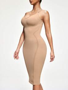 SHAPORA Vestido de control de cintura y abdomen con tirantes ajustables - Prenda interior moldeadora sin costuras - Albaricoque - Ver 4