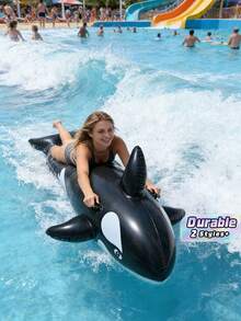 Inflatable Shark Decorations, Inflatable Shark Water Decorations, Inflatable Black Orca Floating Pool Floats, PVC Inflatable Shark Surfboards And Rafts, Suitable For Adult Family Entertainment, Outdoor Leisure, Summer Parties, Beaches, Lakes, Pool Floating, Summer Water Entertainment, Suitable For Pool Parties, Vacations, Spring And Summer Essentials, Spring And Summer Decorations. - Multiple Styles - View 1