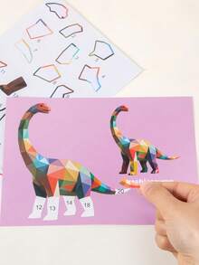 MINKOJA Set Puzzle Stiker Geometris, 5 Tema Hewan Dinosaurus Lautan Lalu Lintas Buah, Kit Kerajinan Stiker Bentuk Pencocokan Angka, Mainan Aktivitas Edukasi Motorik Halus Montessori, Hadiah Pembelajaran untuk Anak Laki-laki Perempuan Usia 3+ - MultiWarna - View 3