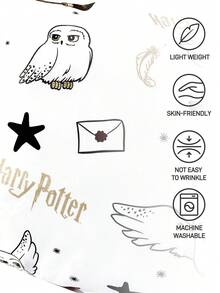 HARRY POTTER X SHEIN 2pc Cartoon Satin Pillowcase, Made Of Soft Satin Material, Gentle On Hair, Breathable And Cool, Available In Multiple Sizes, Machine Washable - White - View 5