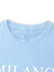 Manfinity Homme Men's Round Neck Solid Color Letter And Number Print Fashion Casual T-Shirt - Mint Green - View 3
