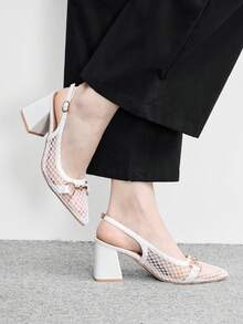 CUCCOO BIZCHIC 女款酒紅色時尚高跟鞋，經典極簡設計，適合上班、約會、派對、度假、婚禮等各種場合 - 純白 - 查看 5