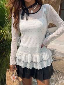 FRIFUL Women's Sheer Blouse, Summer Wear Long Sleeve Tops Women - White - View 7