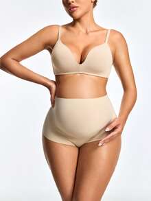 SHAPORA High Waist Maternity Shapewear Casual Shorts - Apricot - View 5