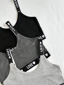 Set de 3 piezas de Brassier elástico con letras sencillas para mujer - Multicolor - Ver 3