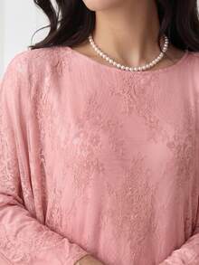 Yasveil Elegante türkische Tunika & arabische traditionelle Tunika für Damen mit Spitzenbesatz, gefüttert, Schnürung an der Taille, langen Ärmeln und ausgestelltem Schnitt - Pink - Übersicht 8