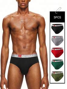 EasyFave Juego de calzoncillos multicolor con detalles de cinta de tela de punto a rayas para hombre - Multicolor - Ver 1