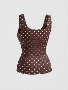 Sweetra Damen Große Größen Lässig Basic Quadratischer Ausschnitt Tanktop, Weiß Schokoladenbraun Mehrteiliges Set für Sommer, Alltag Date Night Büro Formell Urlaub - Verschiedenfarbig - Übersicht 5