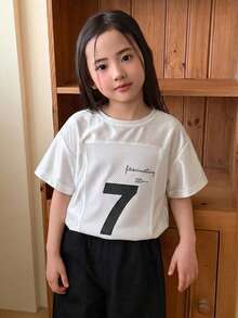 Dazy Kids 女童秋季圓領針織短袖T恤夏季上衣 - 白色 - 查看 5
