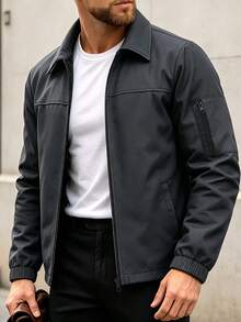 Manfinity Homme Chaqueta casual versátil de unicolor para hombre, ideal para ir al trabajo - Gris Oscuro - Ver 3