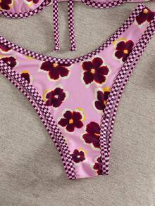 Swim Mod New Lemon Yellow Textured Bikini, Bow Knot Front, Underwire Support & High Leg Beach Swimwear - Multicolor - View 9