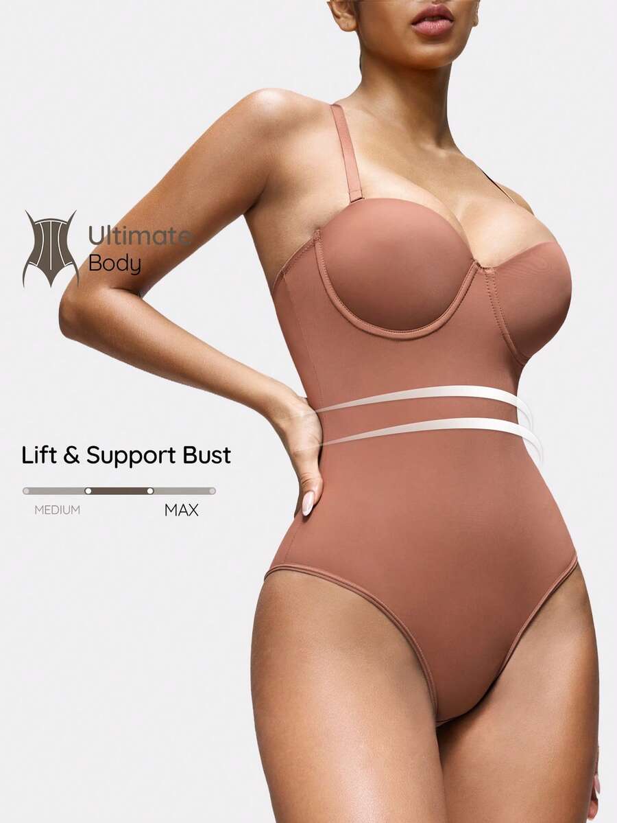 SHAPORA Women's Solid Color Camisole, Fashionable Shapewear - Rust Brown - View 1