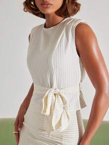 NYA SZN Top Sleeveless Tank Side Tie Detail Off-White Cutout Back Party Brunch Special Occasion Travel Vacation Date Night Elegant Luxury Summer Outfits Women - Apricot - View 7