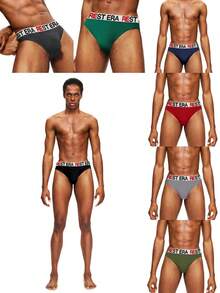 EasyFave 7pcs/Pack Men's Letter Waistband Casual Briefs Men's Thong Underwear - Multicolor - View 6