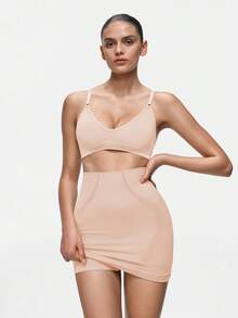 SHAPORA Seamless High Waist Slimming Skirt With Safety Shorts, Sexy Tight Fitting Bodycon Skirt, Lifting & Shaping Waist Sculpting Dress - Apricot - View 6