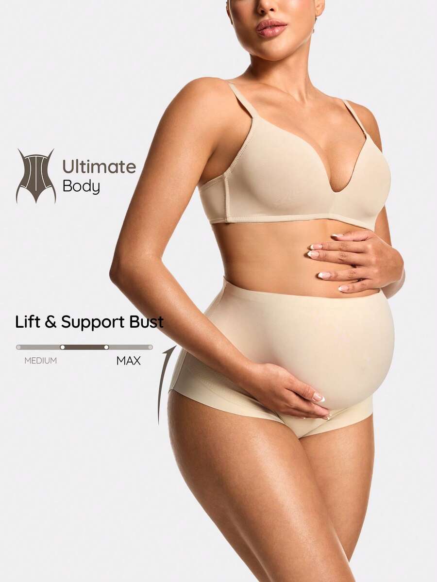 SHAPORA High Waist Maternity Shapewear Casual Shorts - Apricot - View 1