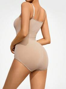 SHAPORA Chất rắn Bodysuit định hình - Màu be - Xem 2