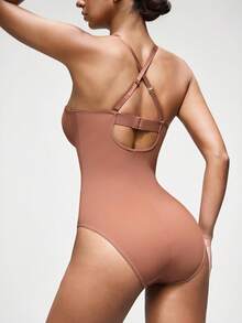 SHAPORA Women's Solid Color Camisole, Fashionable Shapewear - Rust Brown - View 8