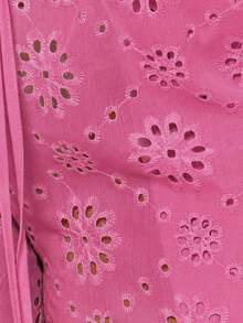 MUSERA Tie Front Broiderie Anglaise Wide Leg Trousers Cover Up Beach Vacation Swim Summer Holiday Festival Cute Casual Elegant Pink Floral Birthday Party - Hot Pink - View 6