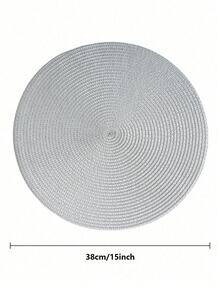6pcs 15-Inch Round Woven PP Placemats, Washable Non-Slip Flat Table Mats Coasters, Suitable For Home Dining Table Decor, Spring Outdoor Party Holiday Gifts, Christmas Decorations - Multicolor - View 3