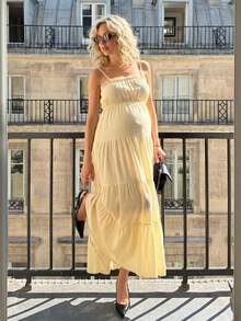 GentleRue Maternity Gaun Camisole Kasual Musim Panas untuk Ibu Hamil - Kuning - View 1