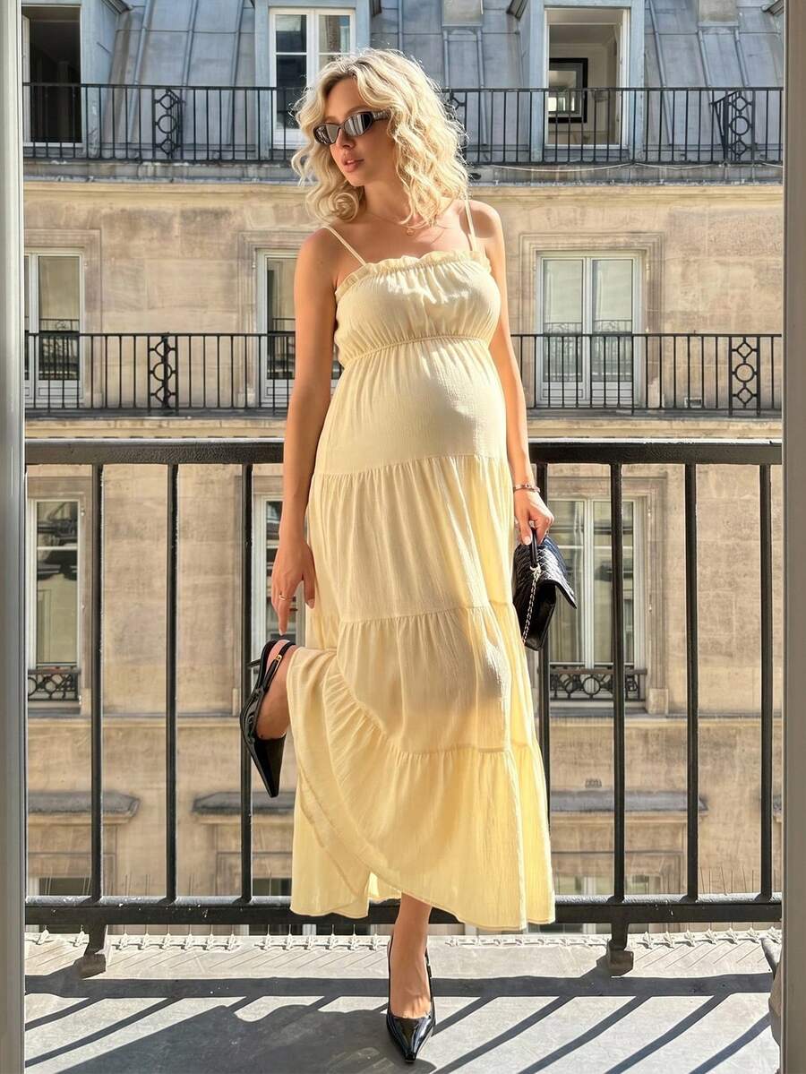 GentleRue Maternity Gaun Camisole Kasual Musim Panas untuk Ibu Hamil - Kuning - View 1