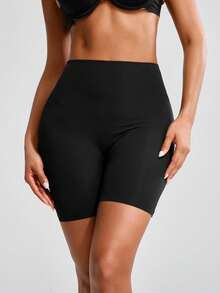 SHAPORA Solid Color Tummy Control Butt Lifter Shapewear Shorts - Navy Blue - View 7