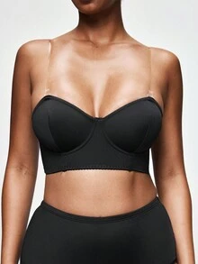 SHAPORA Conjunto de lencería con aros sólidos - Negro - Ver 5