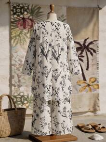 Rusticease Conjunto de 2 piezas para mujer talla grande con estampado geométrico, cuello redondo, manga larga, top con bajo asimétrico y pantalones, casual elegante boho smart, azul marino, para otoño, vacaciones y otoño - Multicolor - Ver 2