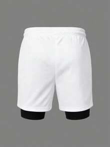Gym Rark Conjunto deportivo para hombre con camiseta sin mangas con capucha y cordón con estampado de cabeza de toro y pantalones cortos de doble capa, para gimnasio - Negro - Ver 2