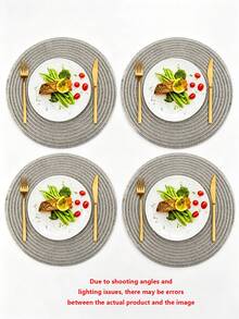 6pcs 15-Inch Round Woven PP Placemats, Washable Non-Slip Flat Table Mats Coasters, Suitable For Home Dining Table Decor, Spring Outdoor Party Holiday Gifts, Christmas Decorations - Multicolor - View 2