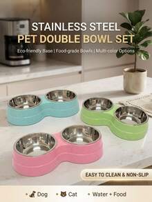 PETSIN Dual Use Stainless Steel Pet Bowl 100ml Dog Water Dispenser Food Bowl, Suitable For Plastic Pet Bowls For Cats And Dogs - 100ml - View 1