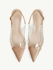 CUCCOO CHICEST Women's Red Pointed Toe Splicing Transparent High Heel Pumps Spring Shoes Spring Break Easter Prom Heels For Christmas Valentine's Day - Bright apricot - View 2