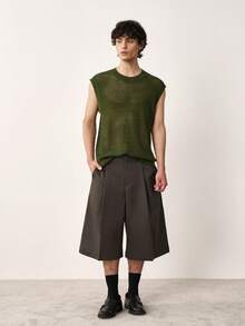 TOKVUE Men's Fashion Holiday Hollow Round Neck Versatile Knit Vest - Army Green - View 4