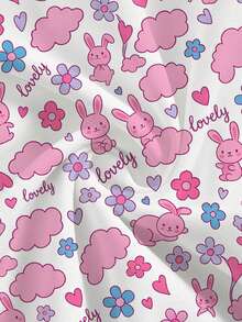 PopScrub Women's White V-Neck Short Sleeve Double Pocket Cute Rabbit Pattern Nurse Doctor Healthcare Health Check Surgical Scrub Pet Grooming Work Uniform Top - White - View 5