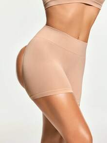 SHEIN Women's Shapewear Bottoms, Solid Color With Cutout Back - Apricot - View 4