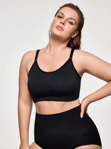 SHEIN 1 件女士加大码无缝舒适睡衣内衣 - 黑色 - 查看 6
