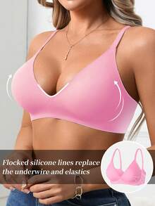 SHEIN Seamless Jelly Bra For Women - Pink - View 3