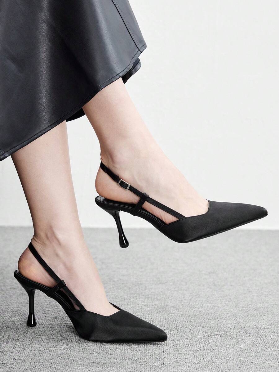 CUCCOO BIZCHIC 優雅便捷尖頭女款高跟鞋，適合女性，舒適中跟款式，適用於辦公室、婚禮、派對以及春夏季鞋款 - 烏黑色, - 查看 1